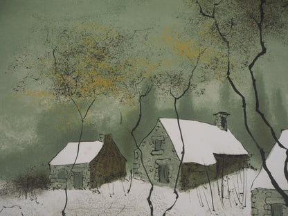 Bernard CHAROY : Paysage enneigé - Lithographie originale signée