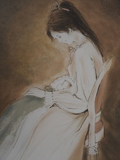 Bernard CHAROY : Maternité, Douce sieste - Lithographie originale signée