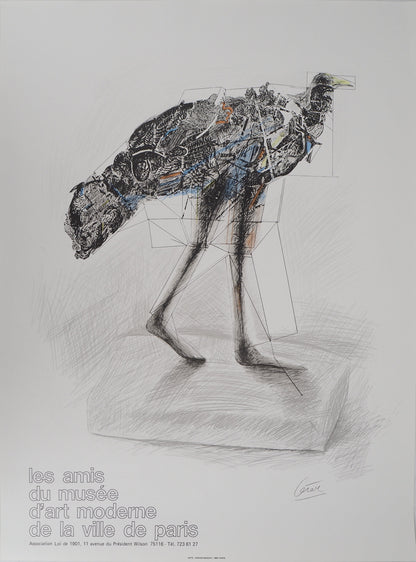 CESAR : Poule en marche - Lithographie signée