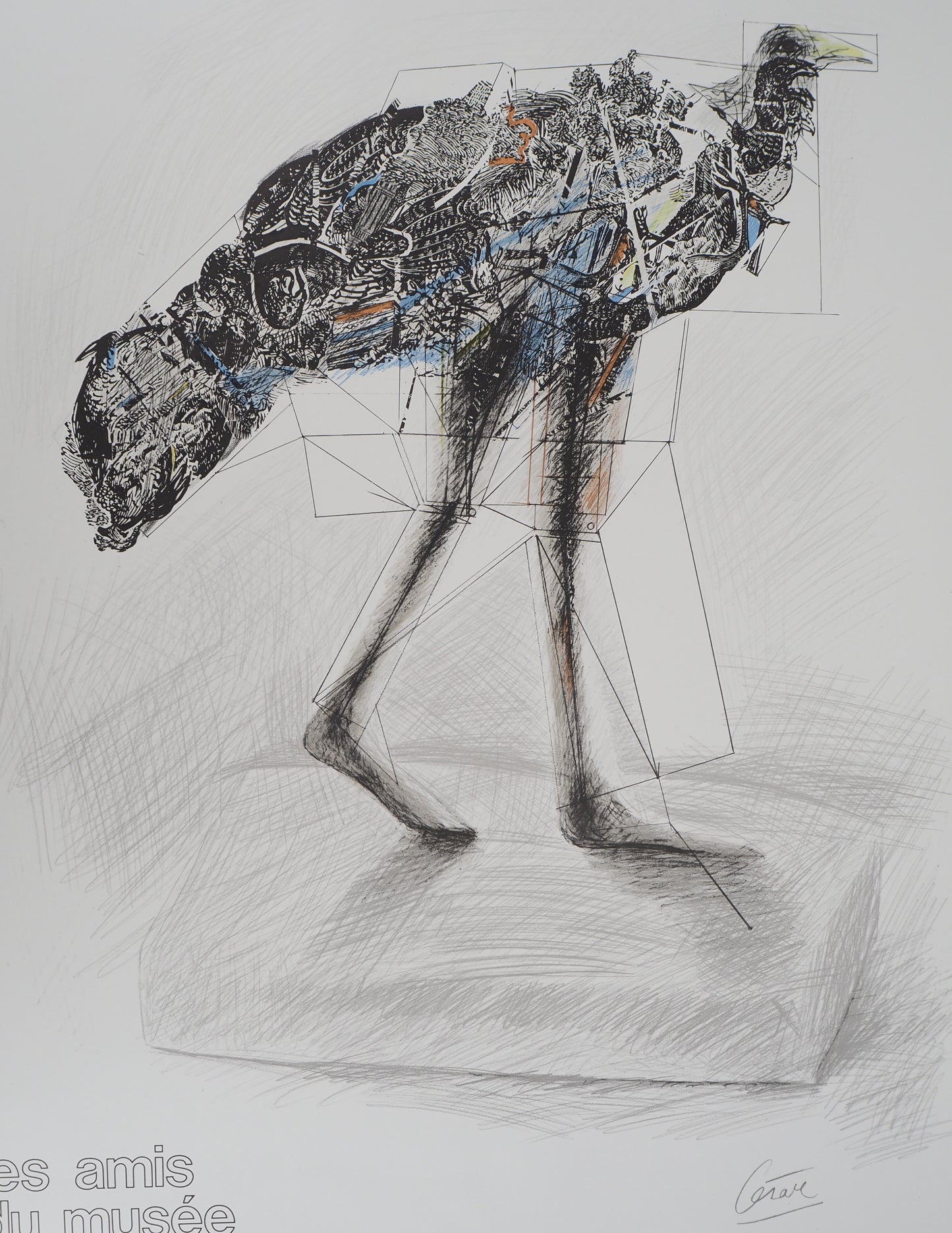 CESAR : Poule en marche - Lithographie signée