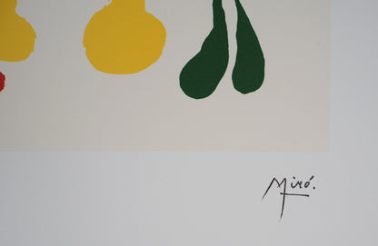 Joan MIRO : Une mère et ses enfants surréalistes - Lithographie signée