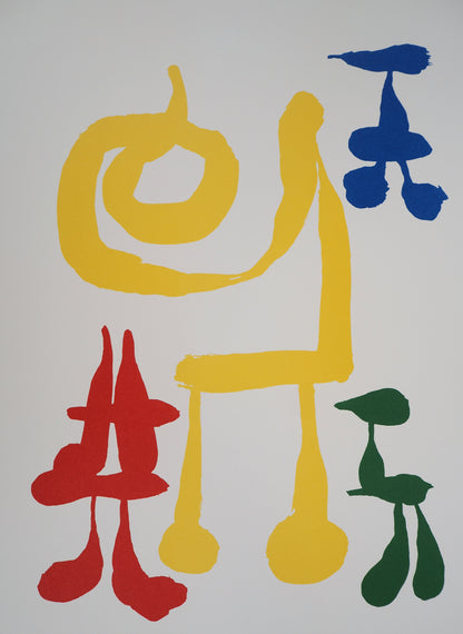 Joan MIRO : Une mère et ses enfants surréalistes - Lithographie signée
