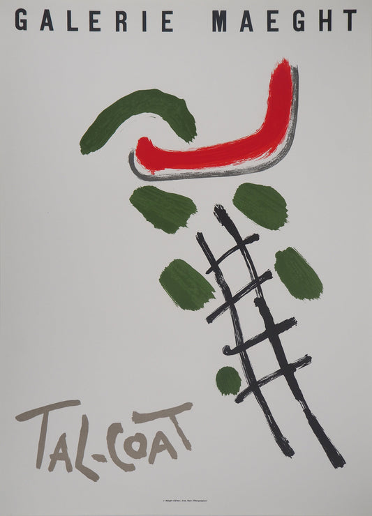 Pierre TAL COAT : Composition abstraite en rouge et vert - Lithographie originale signée