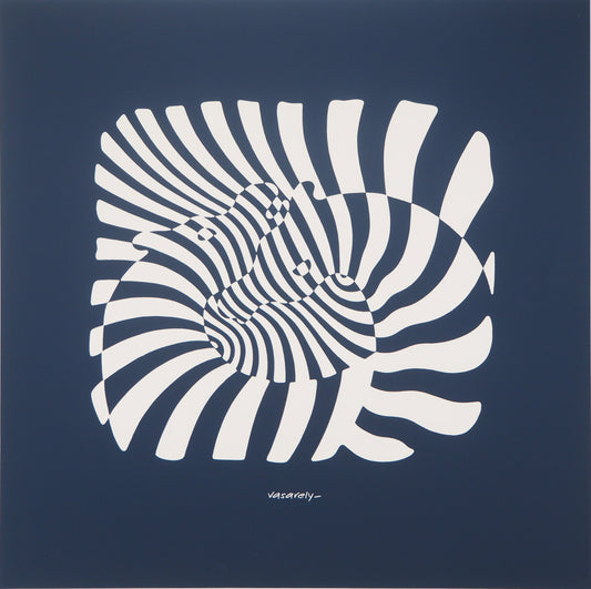 Victor VASARELY : Zèbres sur fond bleu - Sérigraphie originale signée