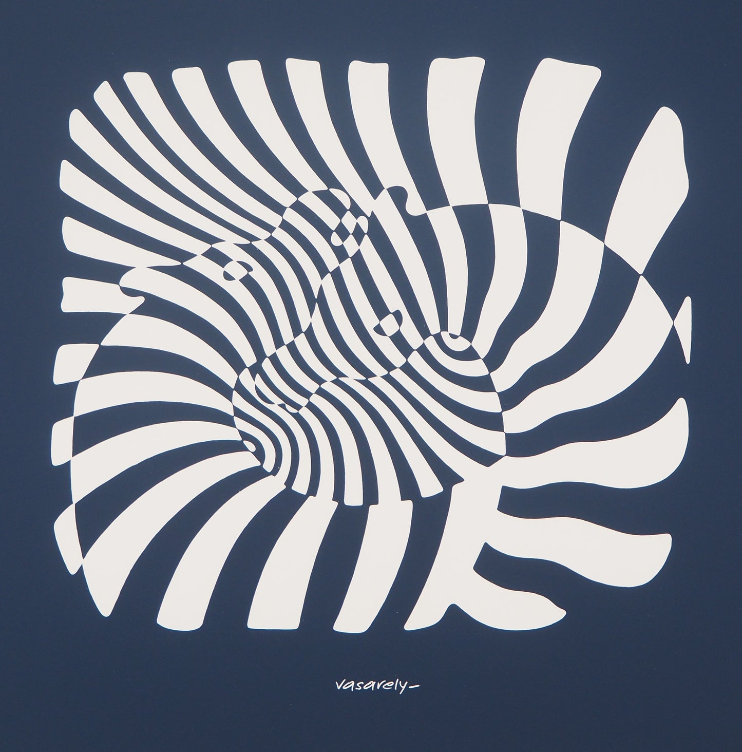 Victor VASARELY : Zèbres sur fond bleu - Sérigraphie originale signée