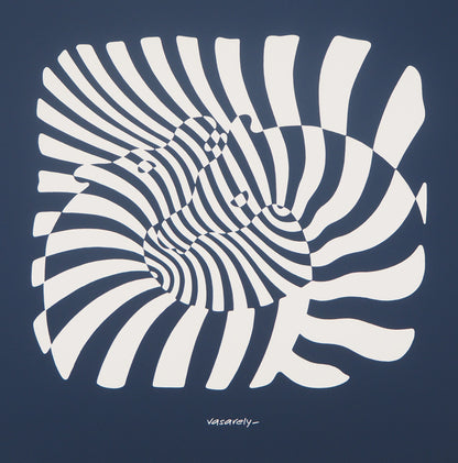 Victor VASARELY : Zèbres sur fond bleu - Sérigraphie originale signée