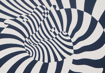 Victor VASARELY : Zèbres sur fond bleu - Sérigraphie originale signée