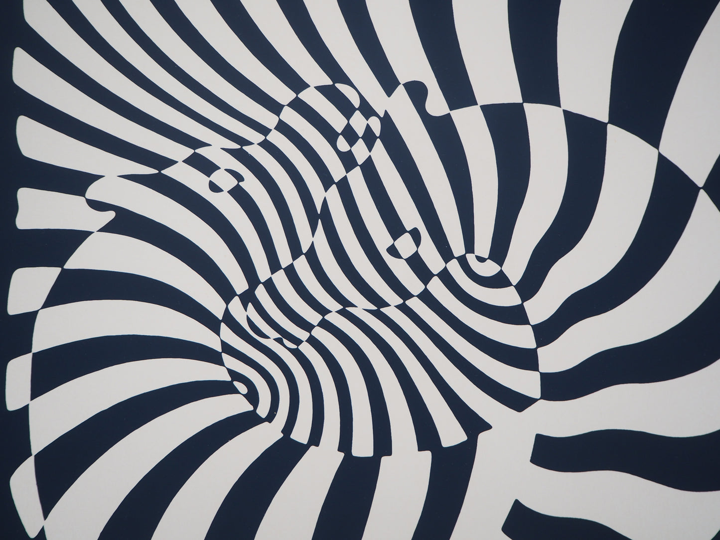Victor VASARELY : Zèbres sur fond bleu - Sérigraphie originale signée