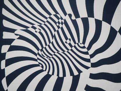 Victor VASARELY : Zèbres sur fond bleu - Sérigraphie originale signée