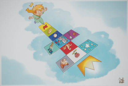 Antoine DE SAINT EXUPERY / Jordi NEF : Le Petit Prince joue à la marelle - Lithographie