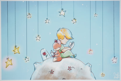 Antoine DE SAINT EXUPERY / Jordi NEF : Le Petit Prince sur la planète fleurie - Lithographie