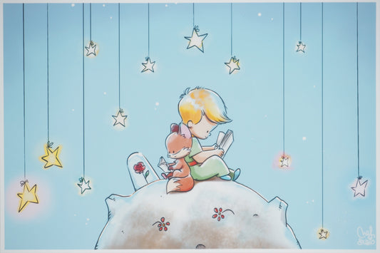 Antoine DE SAINT EXUPERY / Jordi NEF : Le Petit Prince sur la planète fleurie - Lithographie