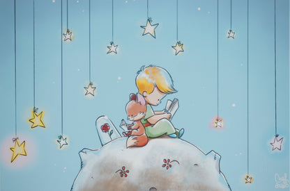 Antoine DE SAINT EXUPERY / Jordi NEF : Le Petit Prince sur la planète fleurie - Lithographie
