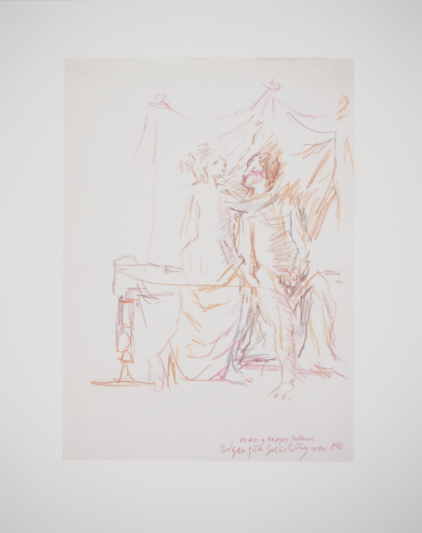 Oskar KOKOSCHKA : Couple fêtant l'anniversaire d'Edgar - Lithographie