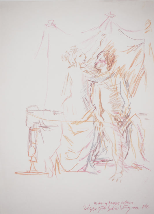 Oskar KOKOSCHKA : Couple fêtant l'anniversaire d'Edgar - Lithographie