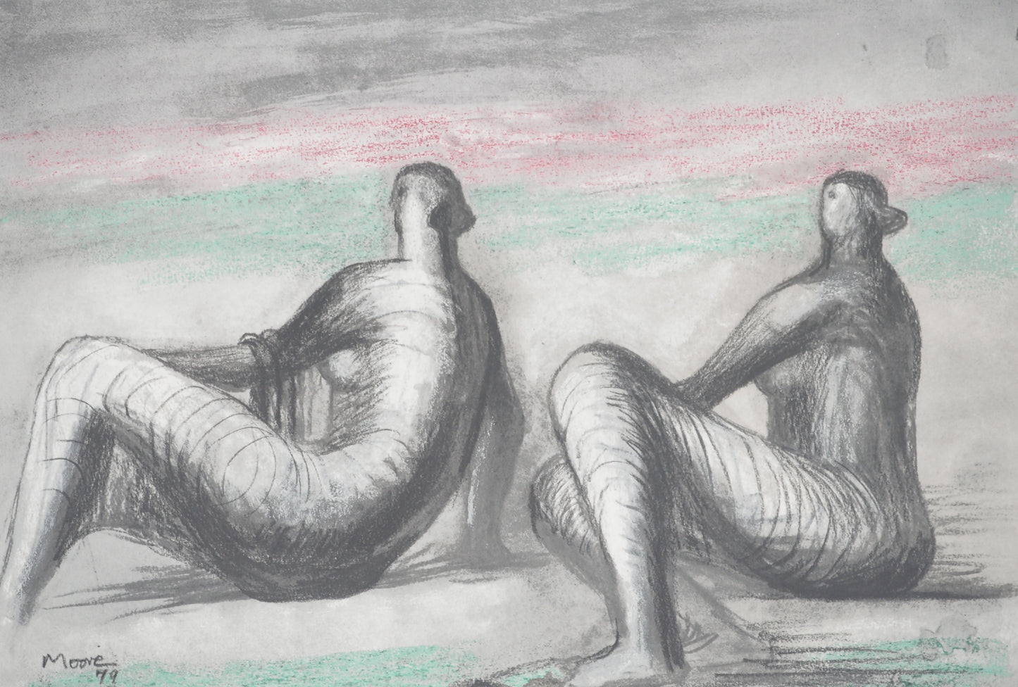 Henry MOORE : Jeunes femmes à la plage - Lithographie signée