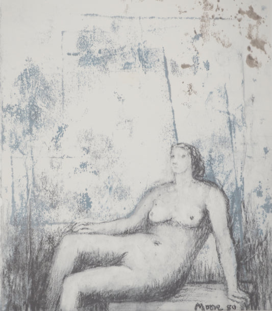 Henry MOORE : Nu assis - Lithographie signée