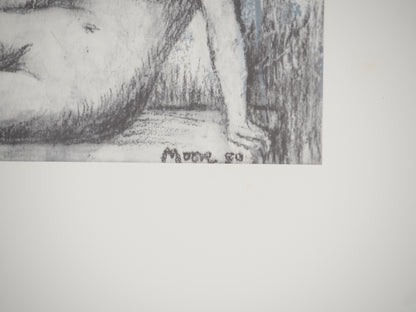 Henry MOORE : Nu assis - Lithographie signée