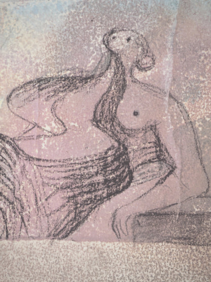 Henry MOORE : Figure couchée - Lithographie signée