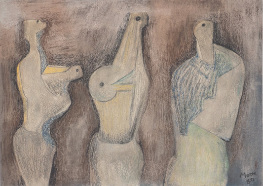 Henry MOORE : Trio de figures - Lithographie signée
