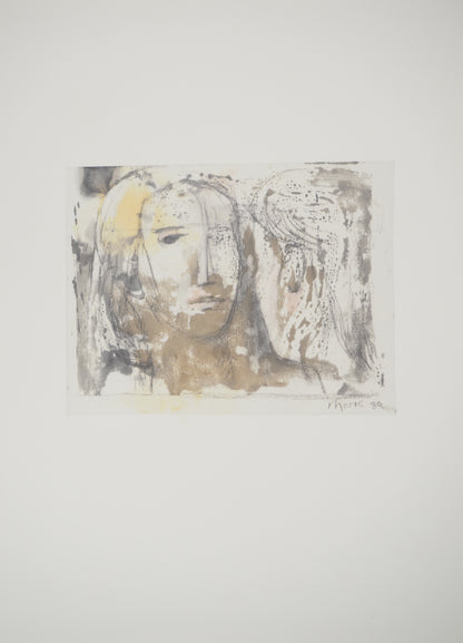 Henry MOORE : Visages de femmes - Lithographie signée