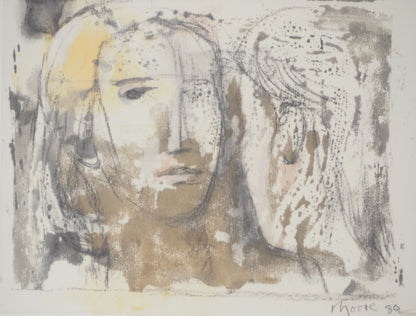 Henry MOORE : Visages de femmes - Lithographie signée