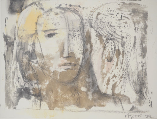 Henry MOORE : Visages de femmes - Lithographie signée