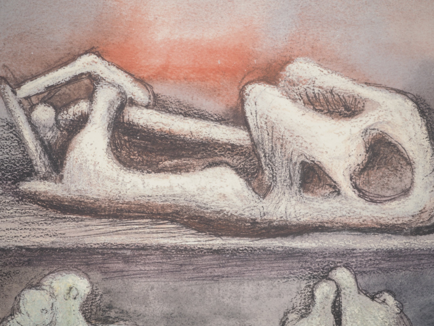 Henry MOORE : Projet de sculptures - Lithographie signée