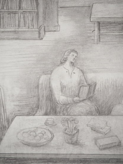 Henry MOORE : Discussion au salon - Lithographie signée