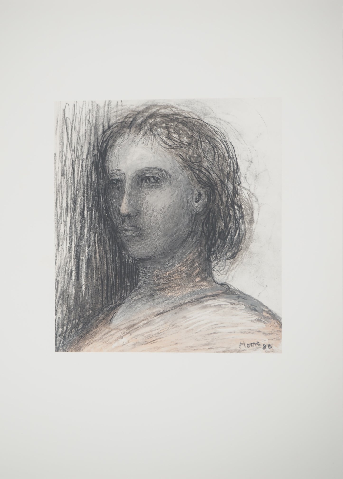 Henry MOORE : Portrait de femme - Lithographie signée