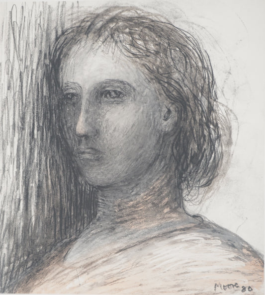 Henry MOORE : Portrait de femme - Lithographie signée
