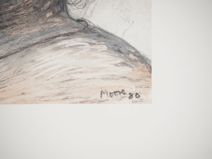 Henry MOORE : Portrait de femme - Lithographie signée
