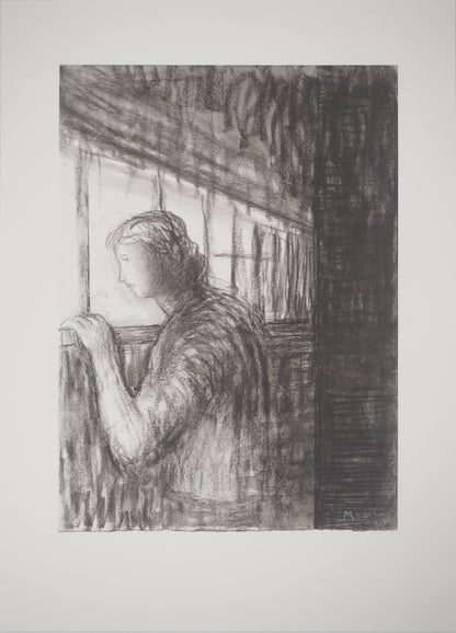 Henry MOORE : Jeune femme à la fenêtre - Lithographie signée