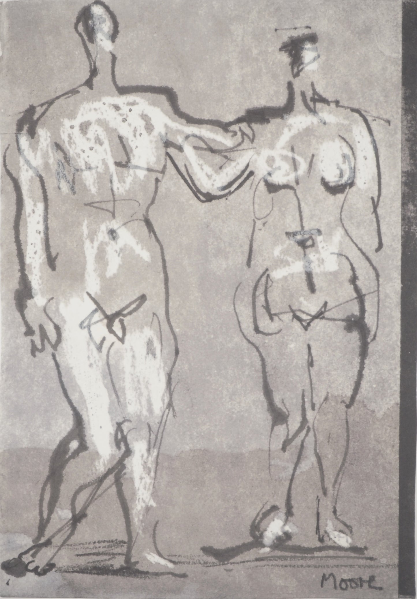 Henry MOORE : Les amoureux - Lithographie signée