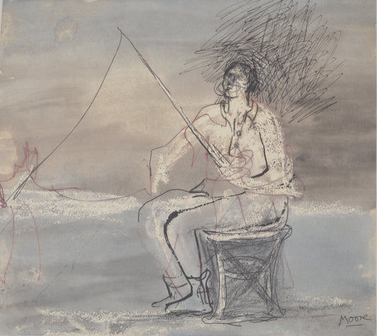 Henry MOORE : Le pêcheur - Lithographie signée