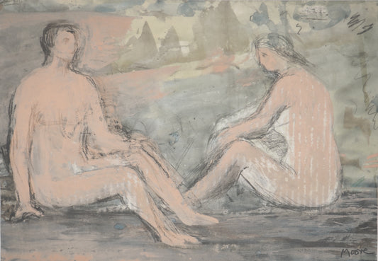 Henry MOORE : Couple au repos - Lithographie signée