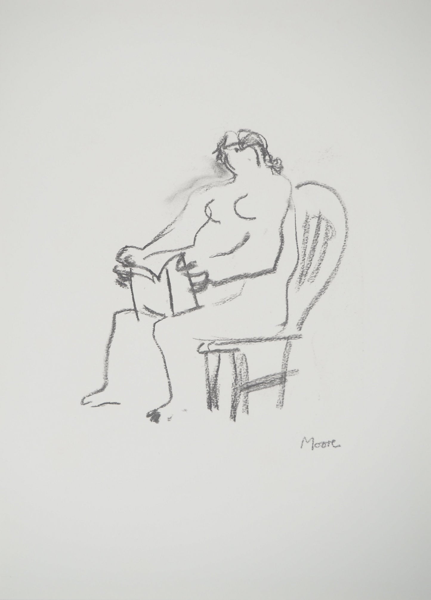 Henry MOORE : Nu lisant - Lithographie signée