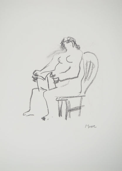 Henry MOORE : Nu lisant - Lithographie signée