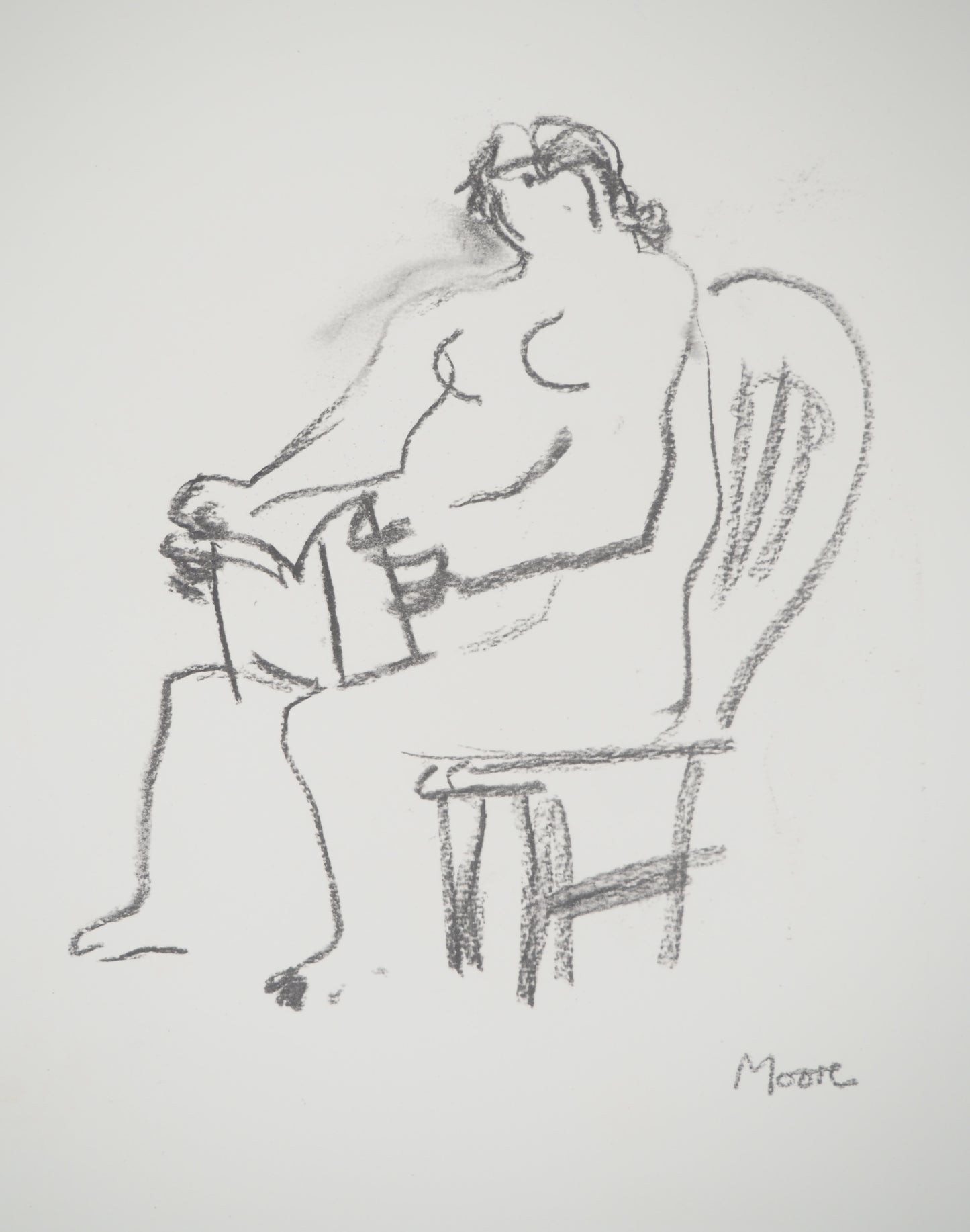 Henry MOORE : Nu lisant - Lithographie signée