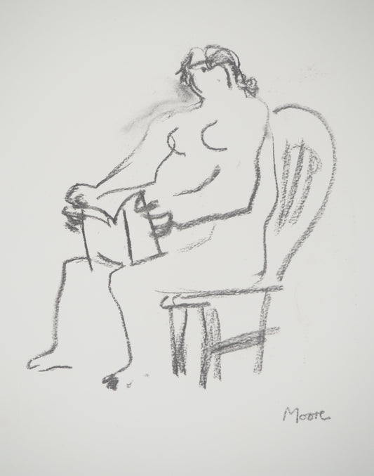 Henry MOORE : Nu lisant - Lithographie signée