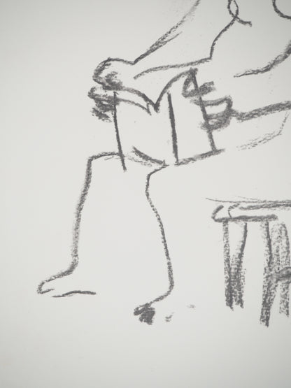 Henry MOORE : Nu lisant - Lithographie signée