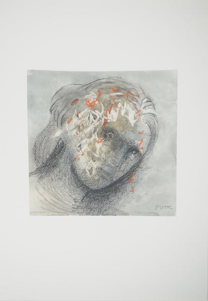 Henry MOORE : Alice de profil - Lithographie signée
