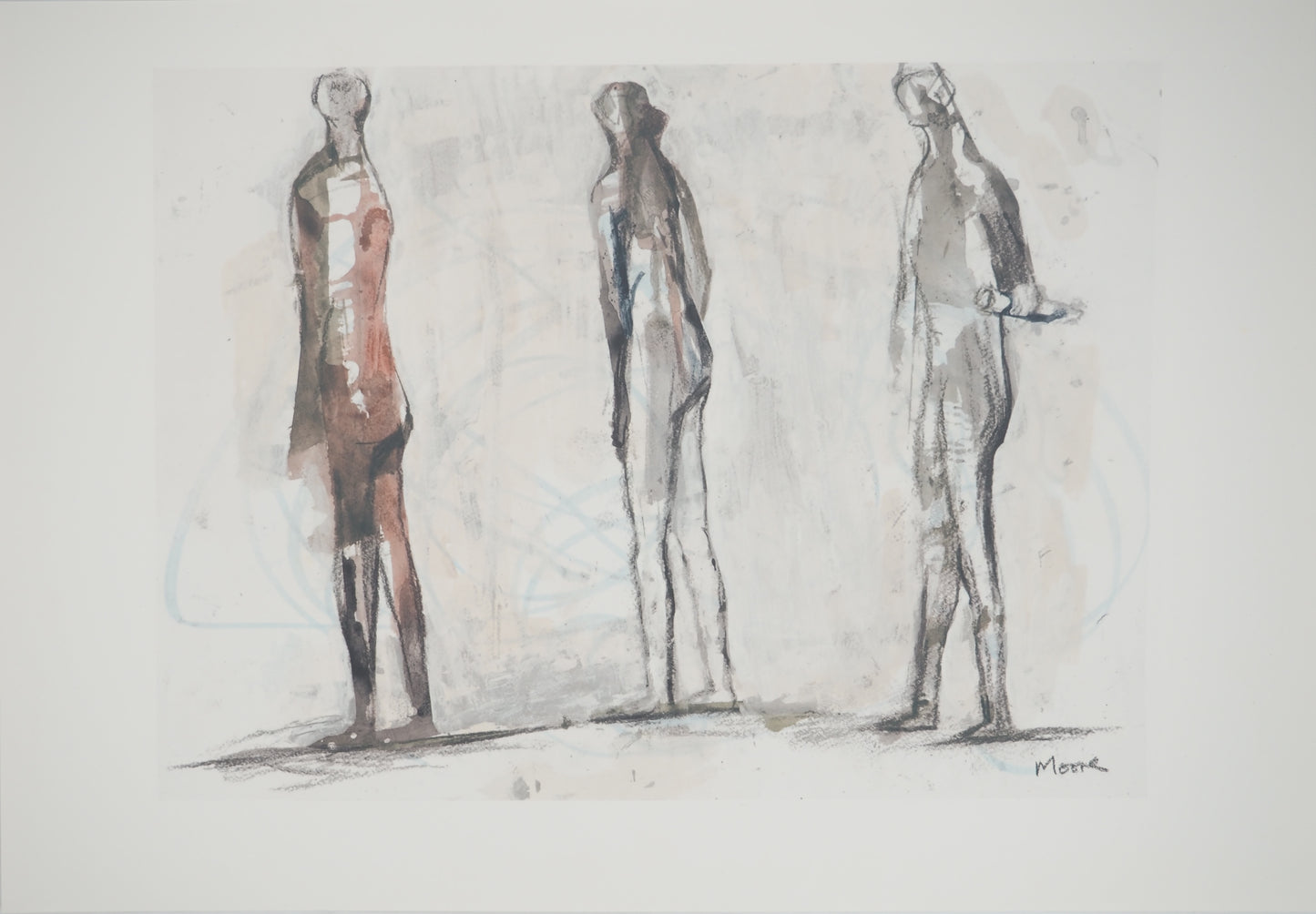 Henry MOORE : Les trois grandes figures - Lithographie signée