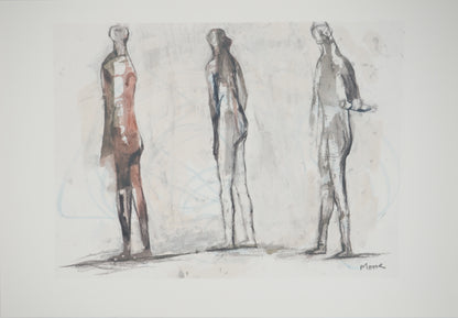 Henry MOORE : Les trois grandes figures - Lithographie signée