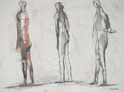 Henry MOORE : Les trois grandes figures - Lithographie signée