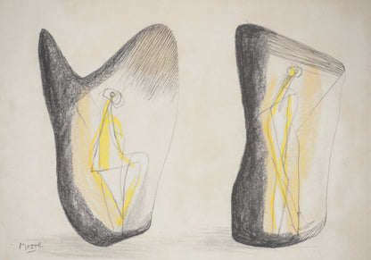 Henry MOORE : Figures abstraites - Lithographie signée