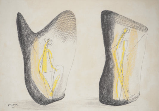 Henry MOORE : Figures abstraites - Lithographie signée