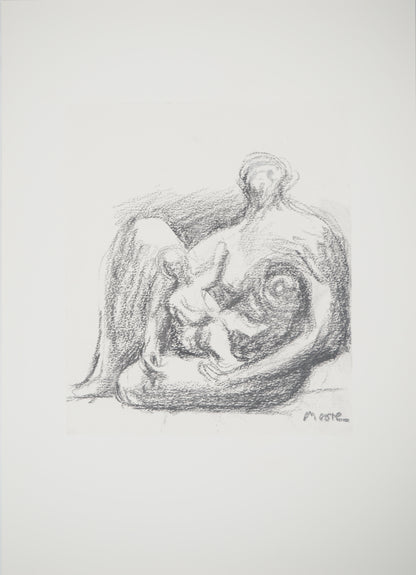 Henry MOORE : Tendre enfance - Lithographie signée