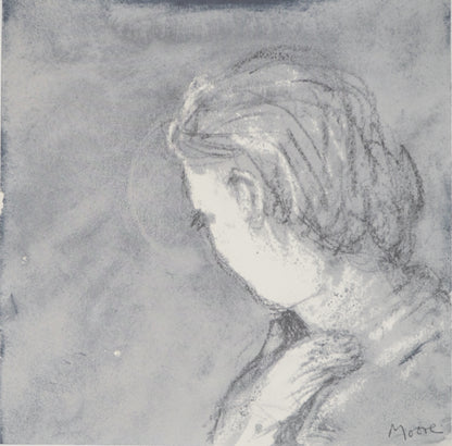 Henry MOORE: Retrato sin rostro - Litografía firmada