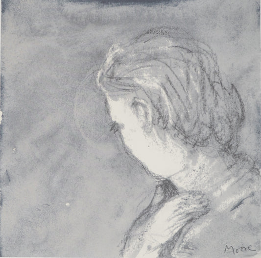 Henry MOORE : Portrait sans visage - Lithographie signée